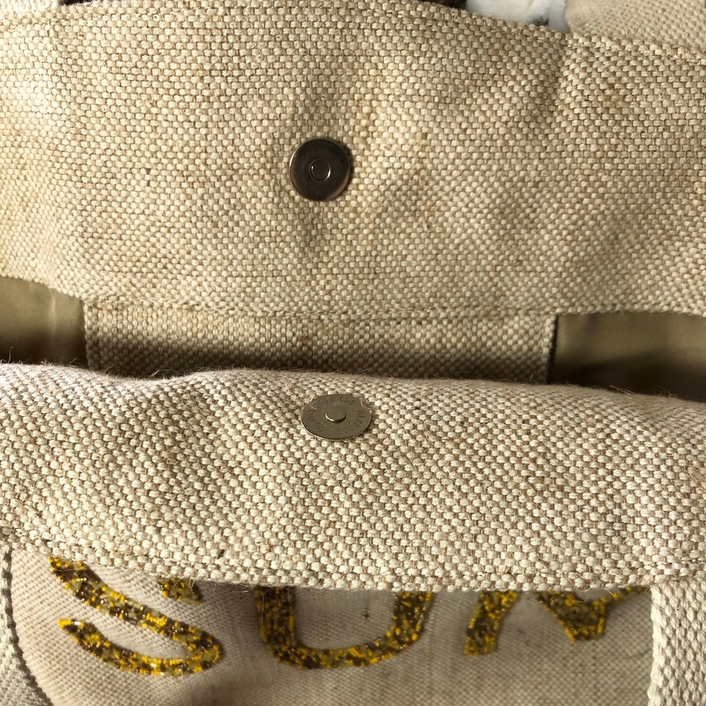 Beaded Jute Cotton Tote Bag Beach Pool Travel Resort Classic Natural Market SUN - Picture 4 of 7